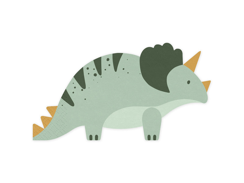 PartyDeco Servietten Dinosaurier, 36 × 20 cm, grün – FSC – 12 Stk.