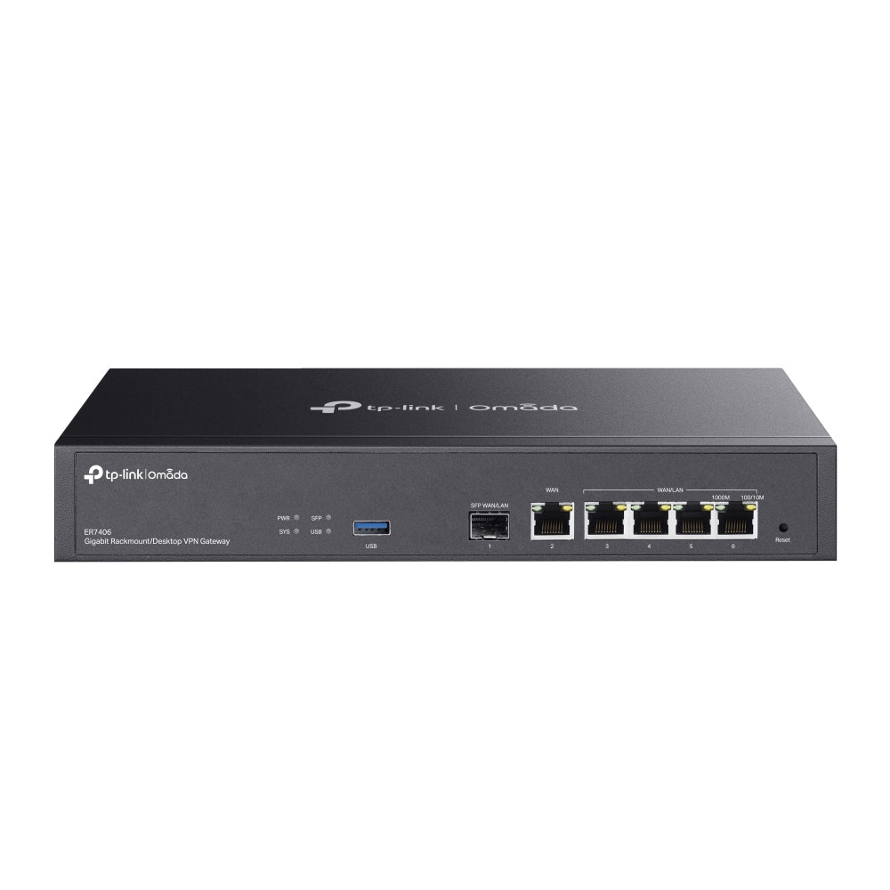 TP-Link Omada ER7406 VPN-Router – Gigabit Ethernet WAN, 5× LAN, 1× SFP WAN, 1× USB