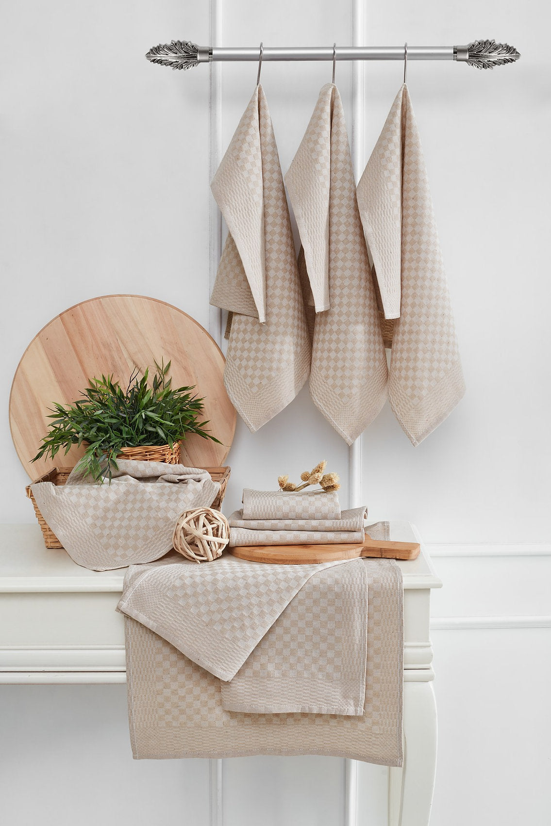 Hermia Geschirrtücher 10 Stk., 40 × 60 cm, Baumwolle/Polyester, creme