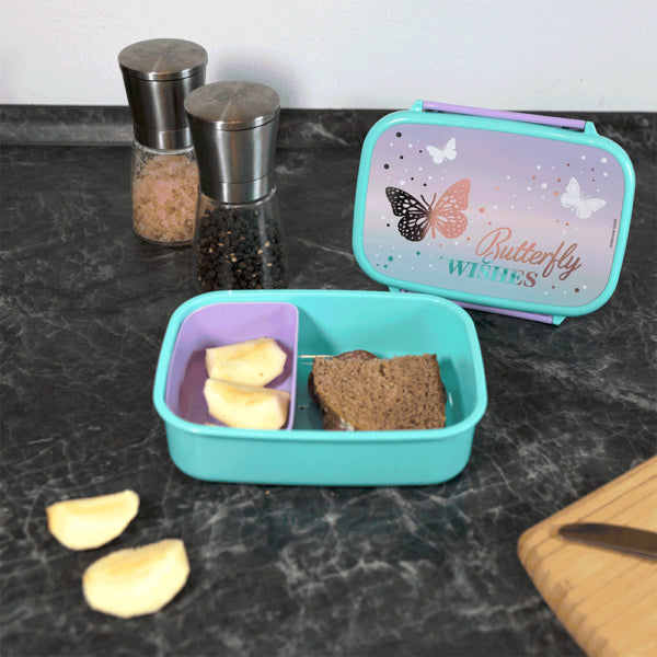Scooli Lunchbox 18 × 13,5 × 6 cm, blau/grau/violett/weiss