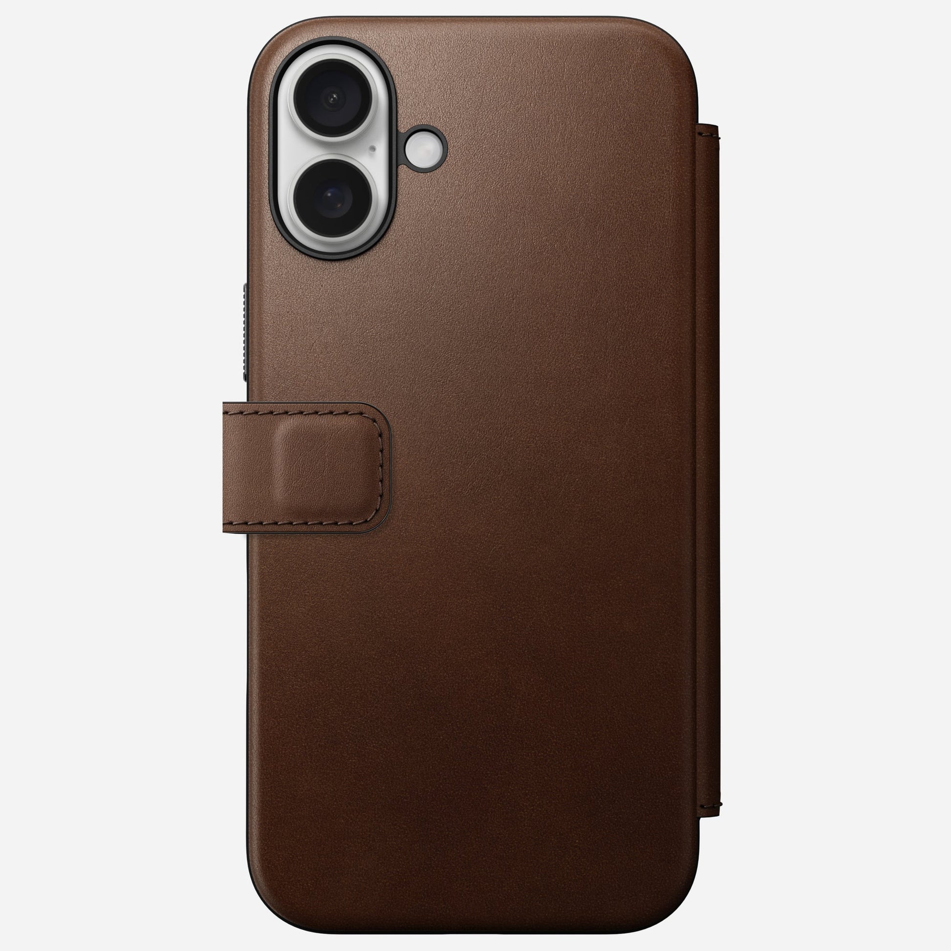Nomad Booklet-Hülle – für Apple iPhone 16 Plus – Braun – Leder – MagSafe-kompatibel, mit Kartenfach