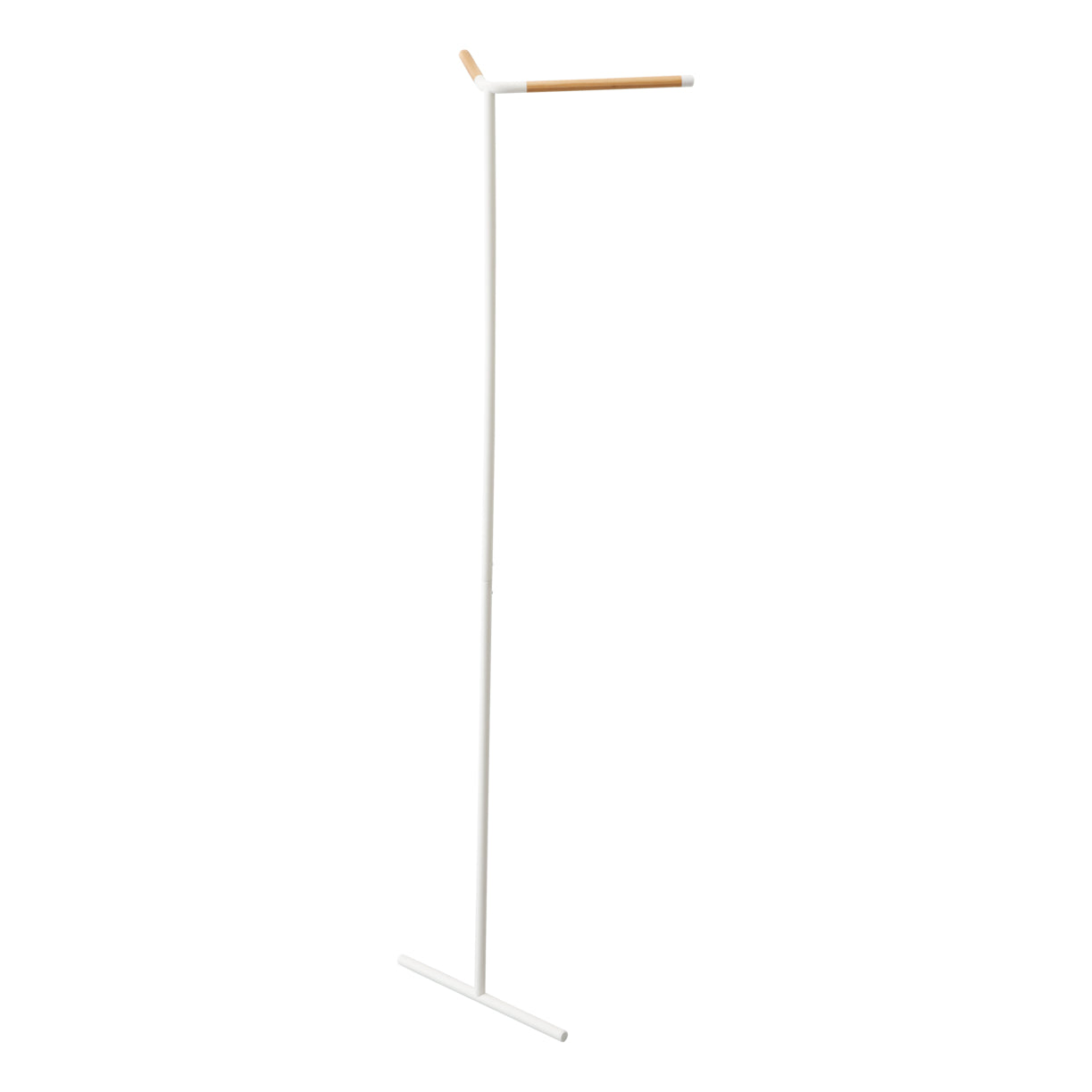 Yamazaki Garderobenständer – Stahl/Holz, Weiss, 48,5 × 31,5 × 160 cm