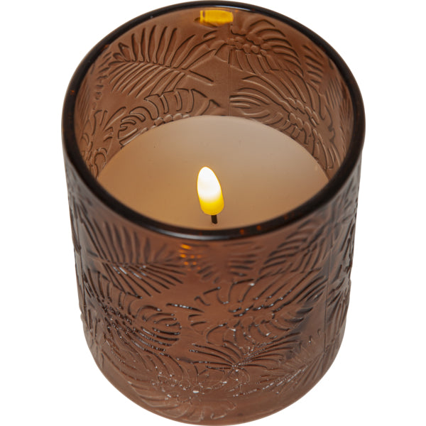 Star Trading LED-Kerze – Ø 10 × 12,5 cm – Wachs & Glas, Braun