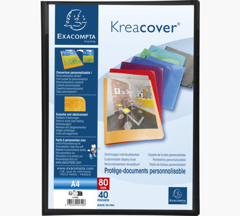 Exacompta Sichtbuch Kreacover A4, 40 Hüllen, PP, assortiert – 12 Stück