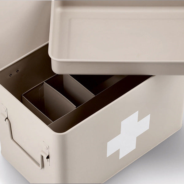 Zeller Present Aufbewahrungsbox (mit Deckel) – Metall – Beige – mit Griff – 195 × 200 × 320 mm