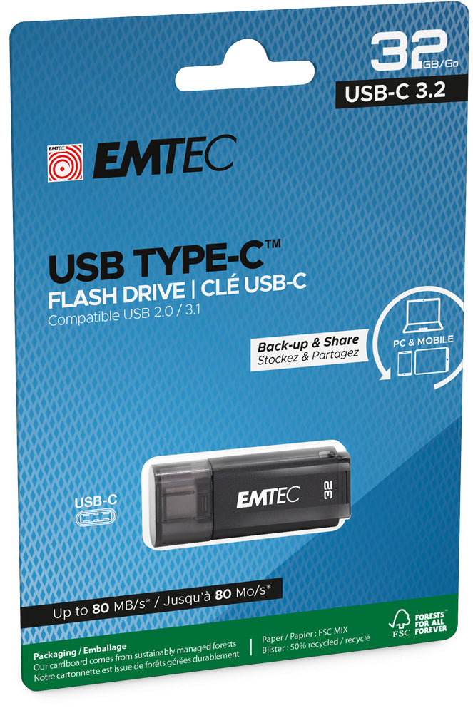 Emtec D400 USB-Stick – 32 GB, USB 3.2, recyclingfähig