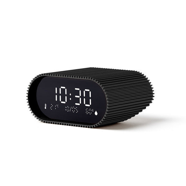 LEXON Wecker Ray – digital, schwarz matt, Aluminium, Schlummerfunktion, Thermometer