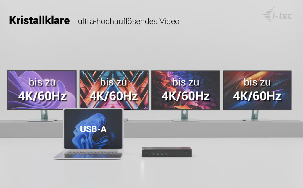 i-tec Universelle Dockingstation – USB-C, 2× DP, 3× HDMI, 3× USB-A, 2× USB-C, 100 W PD, 2,5GbE
