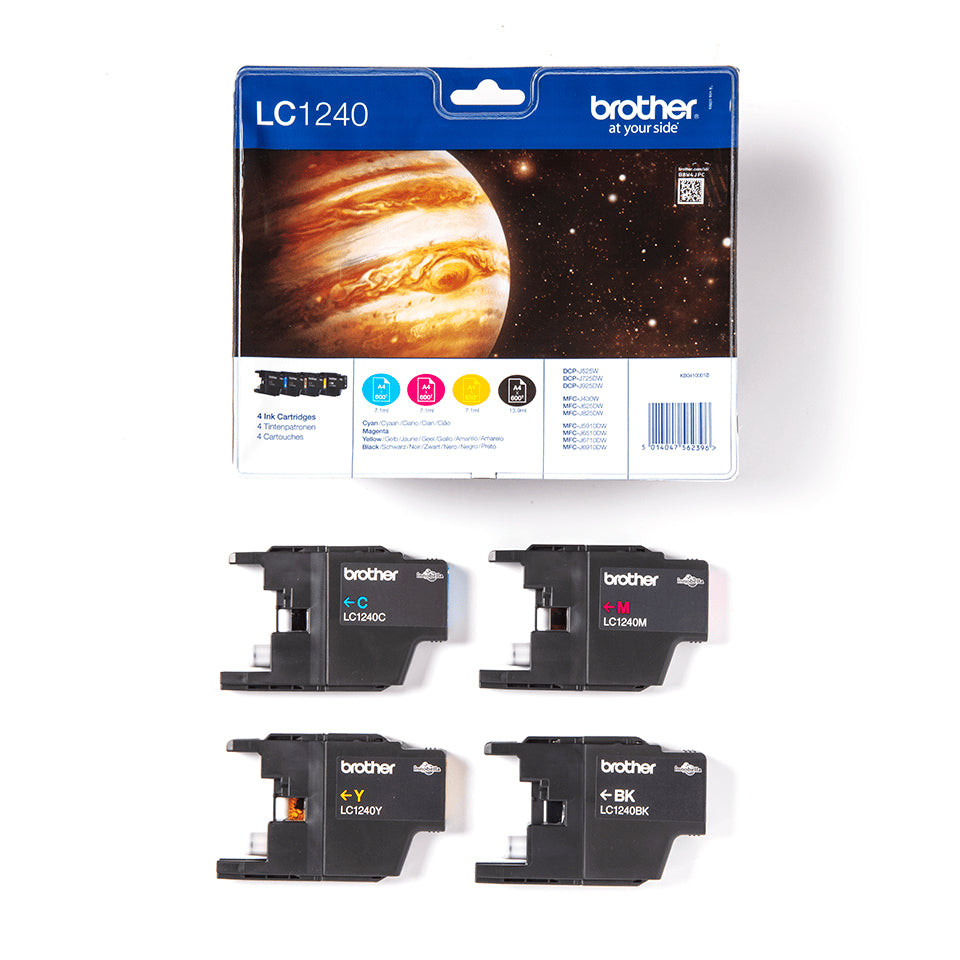 Brother LC-1240 VALBPDR Tintenpatronen-Multipack, Schwarz/Cyan/Magenta/Gelb (Original)