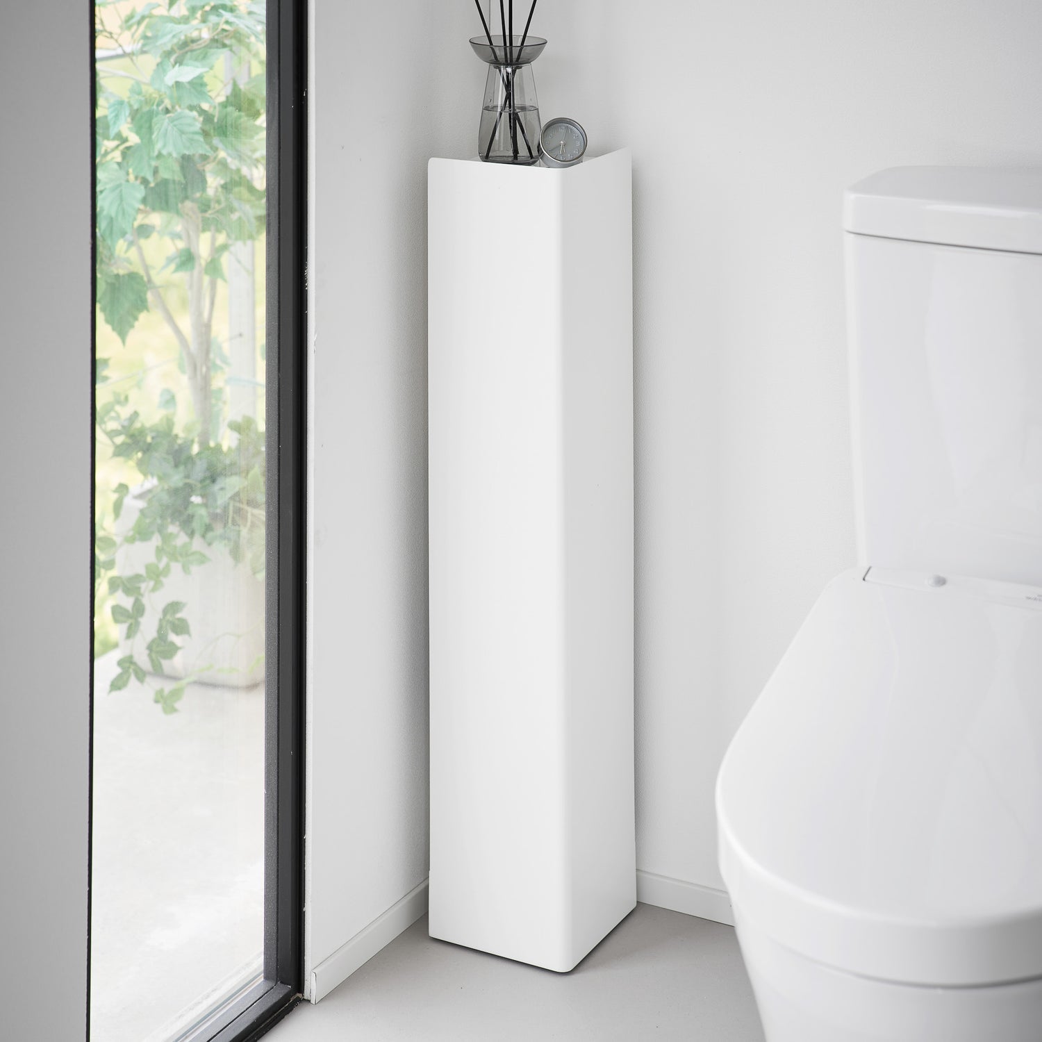 Yamazaki Toilettenpapierhalter – Stahl, Weiss, für 4 Rollen, 16 × 16 × 80,5 cm