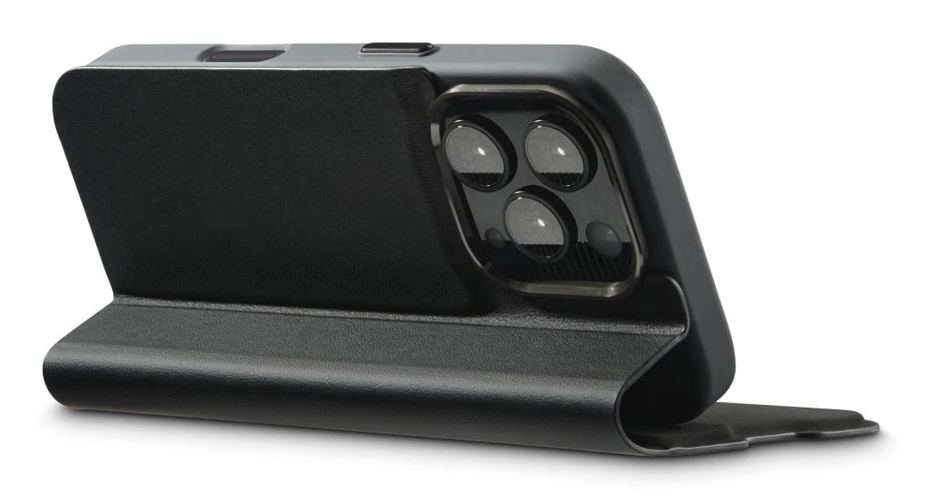 Hama Booklet Eco Premium Folio – für Apple iPhone 16 Pro, mit Ständer, 1 Kartenfach, PU+TPU, Schwarz