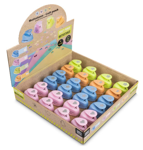 Hama Motivstanzer – 6 Motive sortiert (Herz, Stern, Blume, Schmetterling), Ø 16 mm, sortiert
