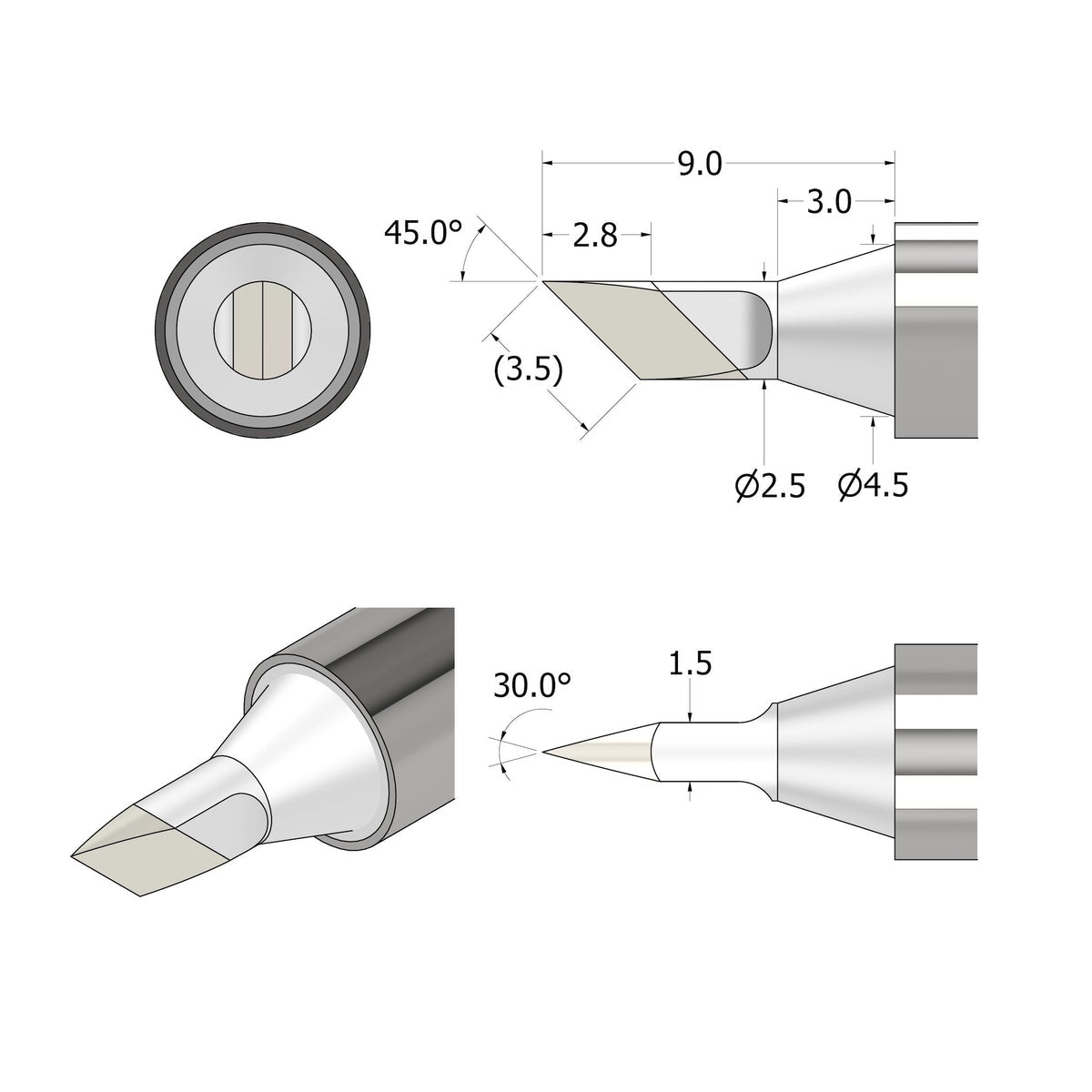 iFixit Lötspitze 2,5 mm – 1 Stk – 100 W – für FixHub Smart Lötkolben