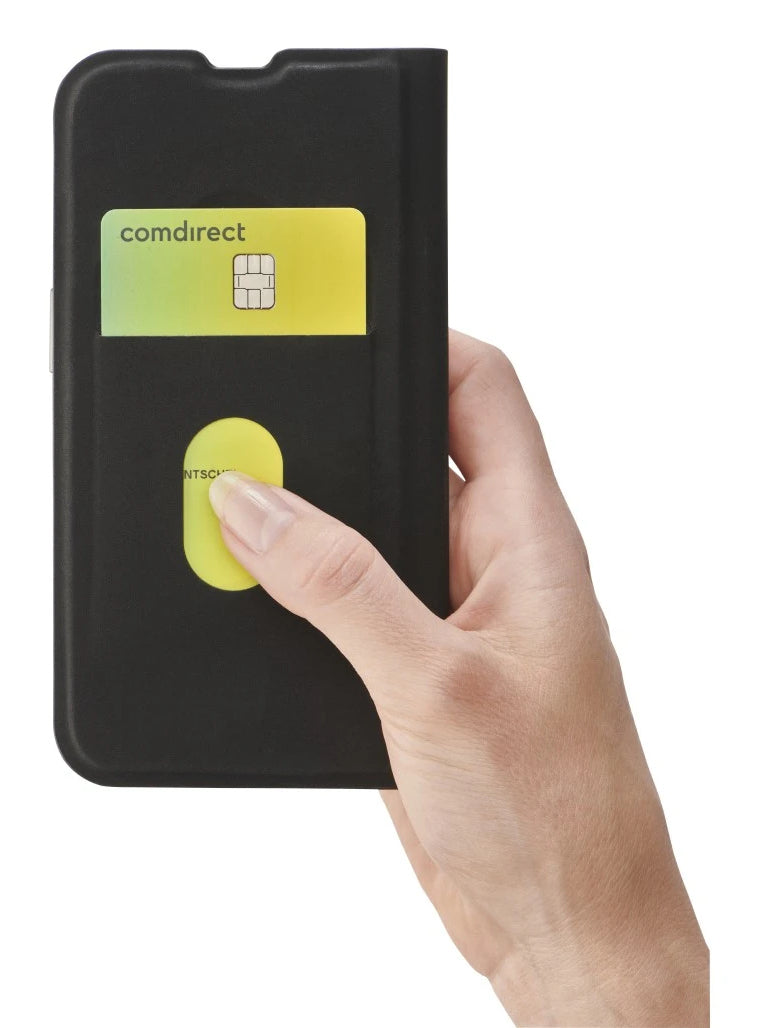 Hama Booklet Eco Premium Folio – für Apple iPhone 16 Pro, mit Ständer, 1 Kartenfach, PU+TPU, Schwarz