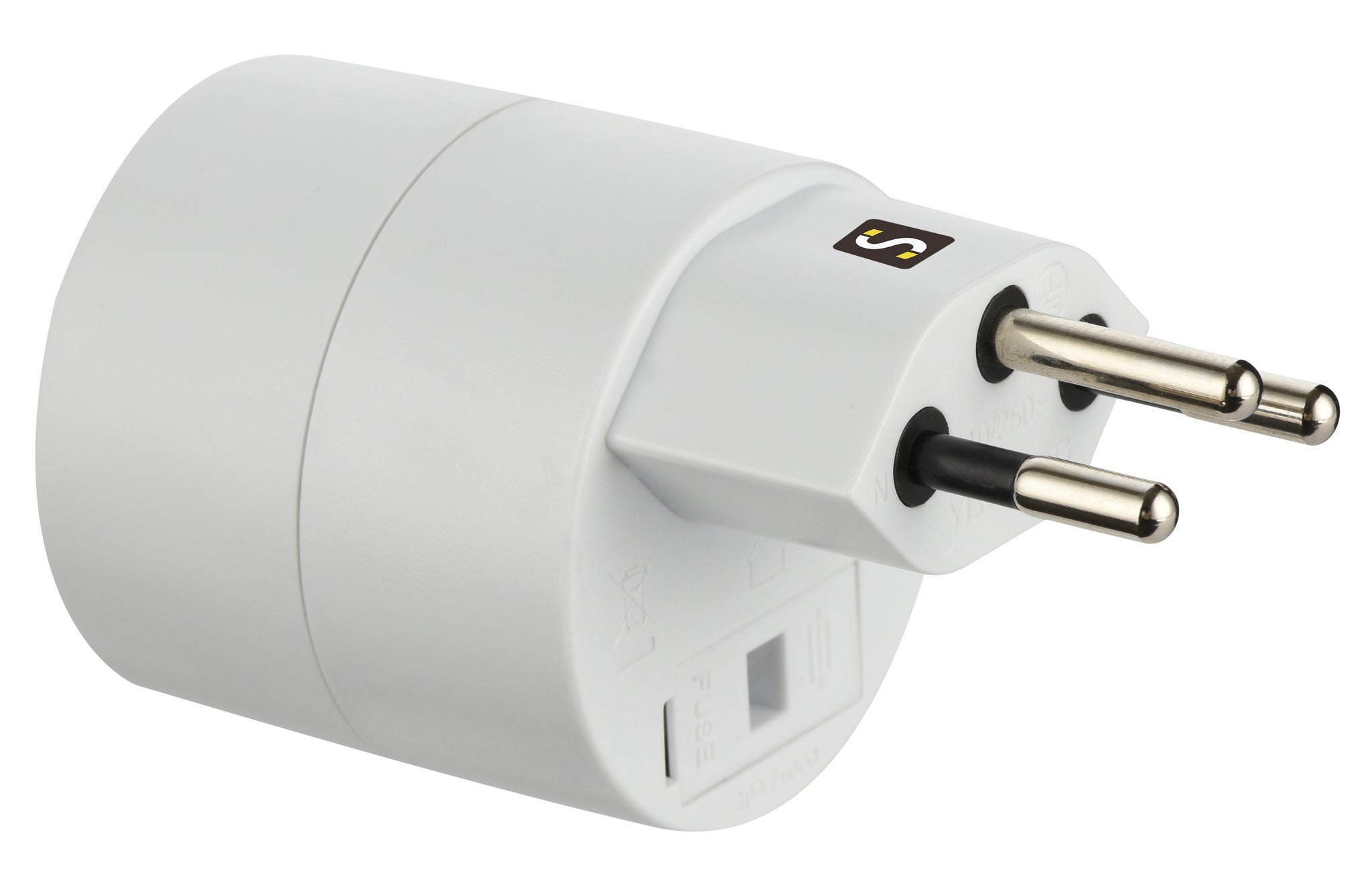 M. Schönenberger 85.7000 Reiseadapter T12 zu Typ F (Schuko) – 3-polig, mit Sicherung, 10 A, Weiss