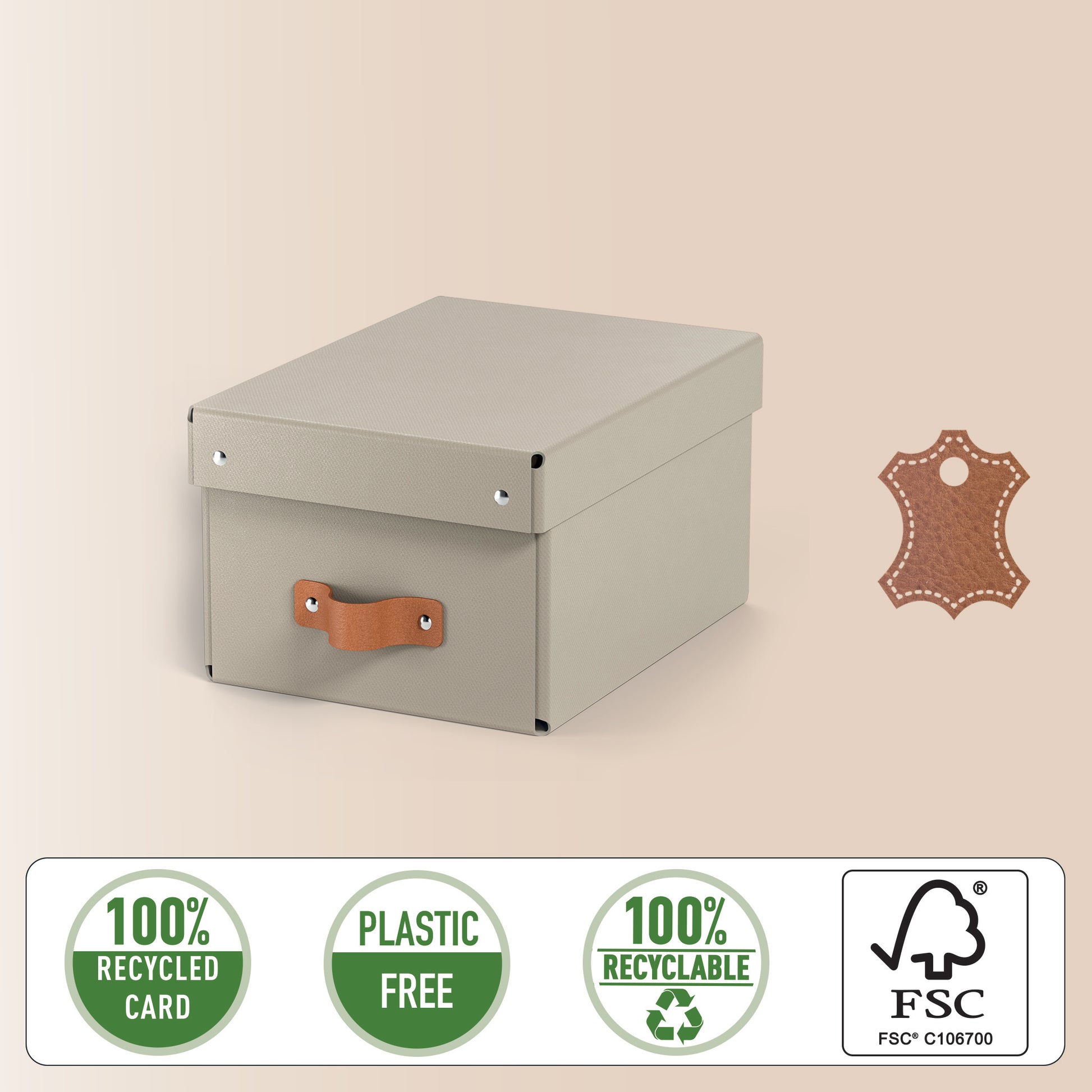 Leitz Aufbewahrungsbox 7 l – mit Deckel, mit Tragegriff, stapelbar, Sand, Karton, 2 Stück