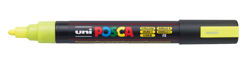 Uni-Ball POSCA PC-5M Permanentmarker – Rundspitze 1,8–2,5 mm – fluoreszierendes Gelb – für Karton, Glas und Kunststoff