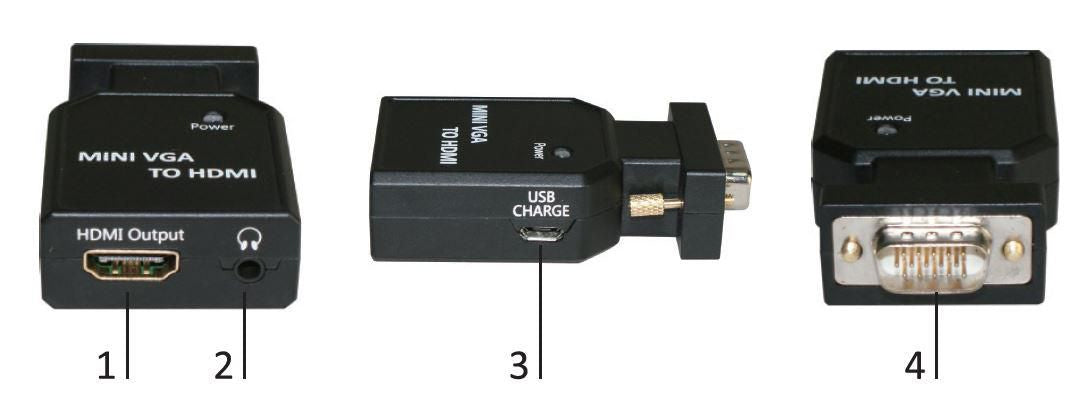 Microconnect VGA-zu-HDMI-Konverter, Audioeingang, USB-5V-Eingang