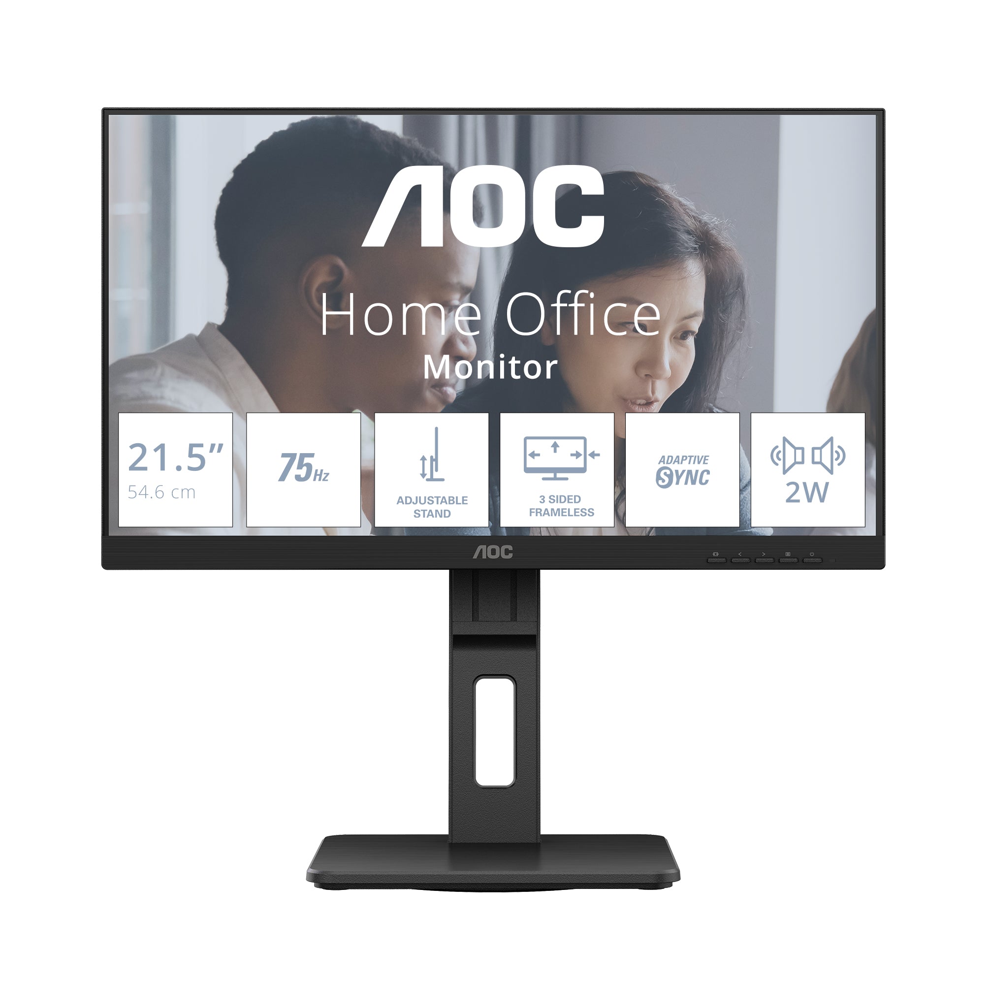 AOC 22E2UMF – Monitor, 21,5" 1920 × 1080 (Full HD), VA, 75 Hz, 250 cd/m², VESA 100 × 100, Schwarz