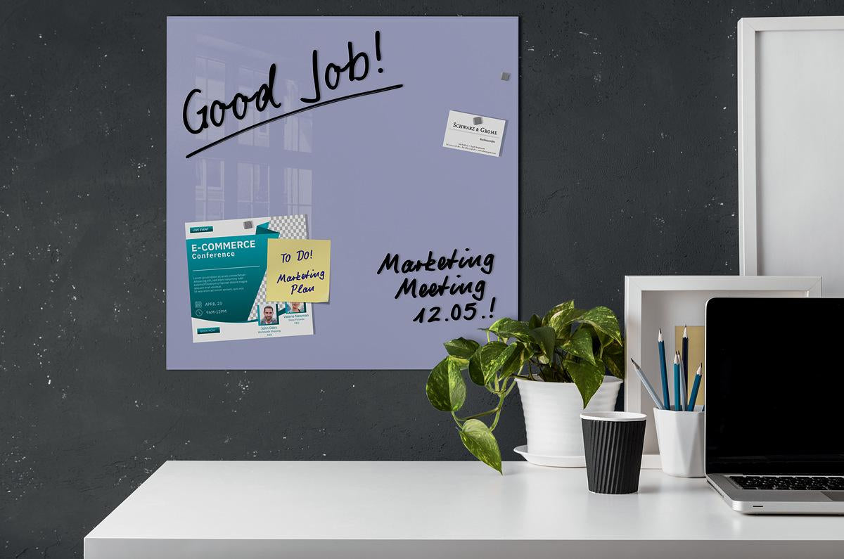 Sigel Whiteboard – 48 × 48 cm, Glas, magnetisch, Wandmontage, inkl. Magnete, Montagesatz