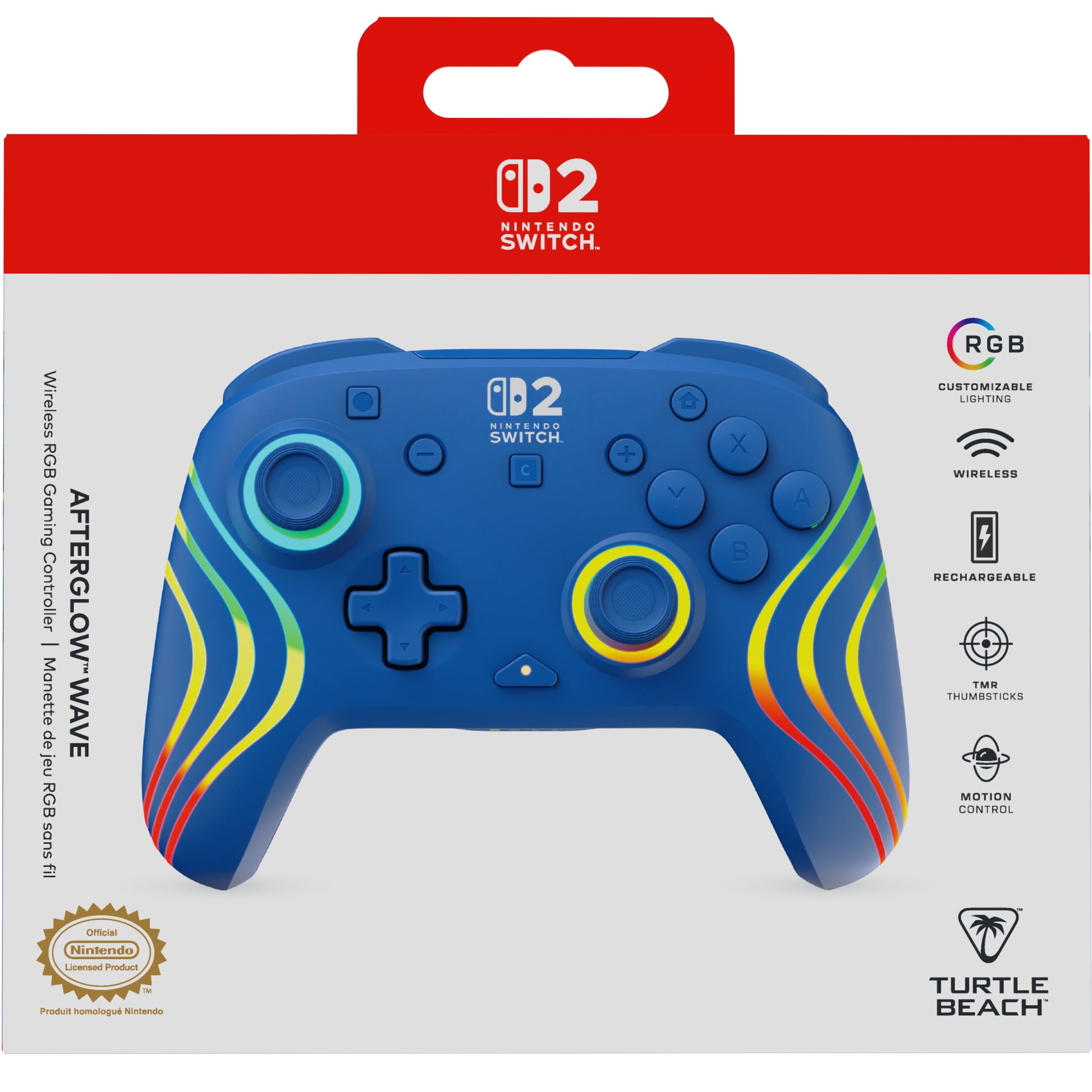 Turtle Beach Afterglow Wave – Gamepad – Bluetooth/USB, RGB, für Nintendo Switch & mehr, Blau