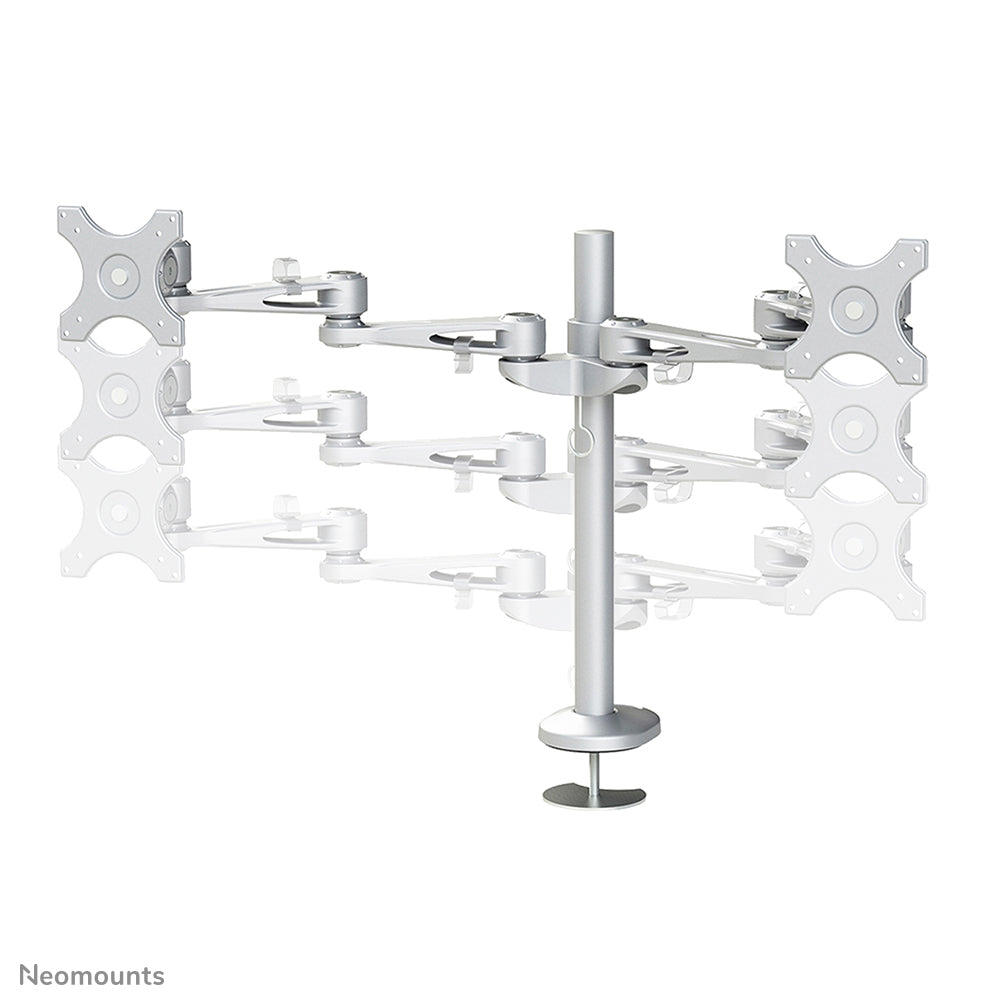 Neomounts Monitorarm, Dual, Tischdurchführung – bis 27", VESA 75 × 75/100 × 100 mm, 6 kg, Silber