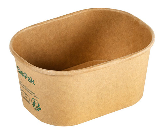 BioPak Take-away-Box, Papier/Karton (PLA-beschichtet) – 250 ml – 108 × 80 × 50 mm – braun – FSC – 60 Stk.