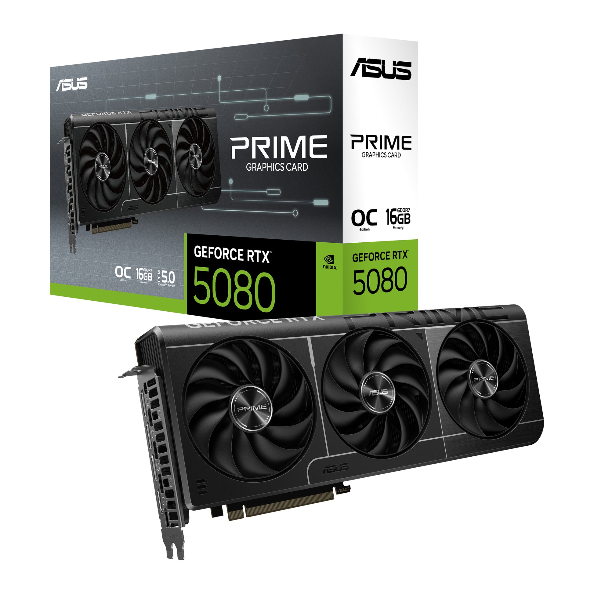 ASUS PRIME-RTX5080-O16G – PCIe Grafikkarte – 16 GB GDDR7, 3×DisplayPort, 1×HDMI 2.1b, PCIe 5.0, 1×16-polig