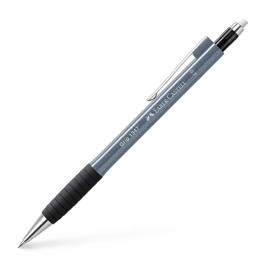 Faber-Castell Grip 1347 Druckbleistift – 0,7 mm – Schwarz/Grau – Anti-Minenbruch – 1er-Pack