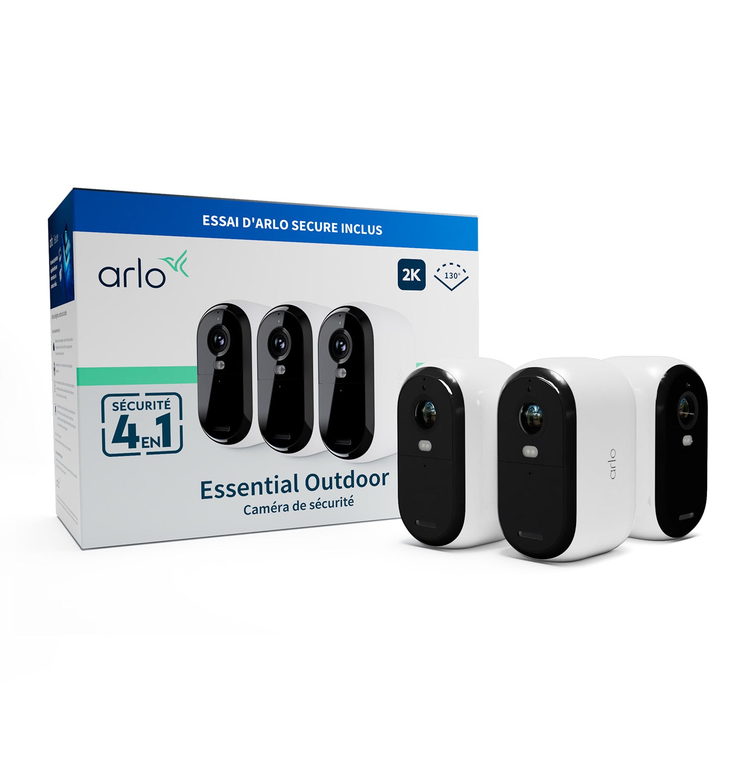 Arlo VMC3350 IP-Kamera – 4 MP, 2688×1520, Akku, für IFTTT, Weiss, 3er-Pack