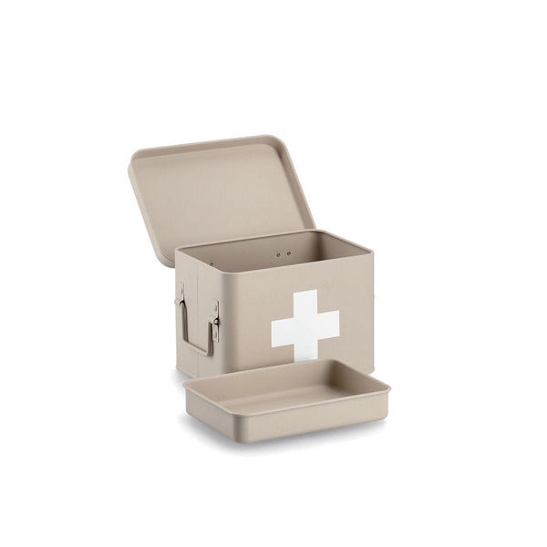 Zeller Present Aufbewahrungsbox (mit Deckel) – Metall – Beige/Weiss – 160 × 160 × 215 mm