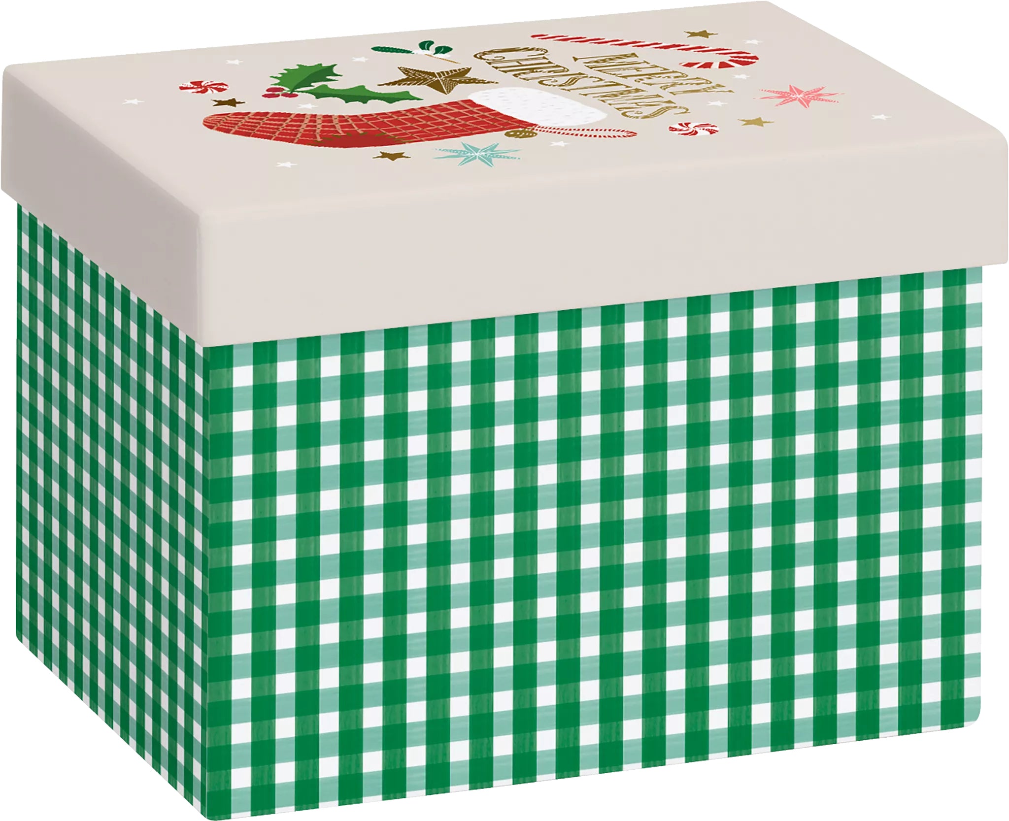 Stewo Geschenkbox – Papier, Beige, Dunkelgrün – 120 × 165 × 120 mm