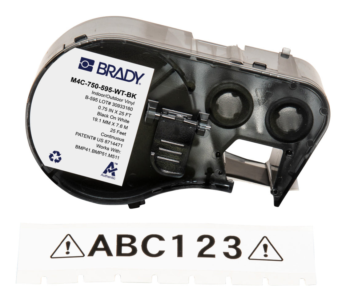 Brady Endlos-Etiketten 19 mm – Vinyl – permanent haftend – Thermotransfer – für BMP41/BMP51/BMP53