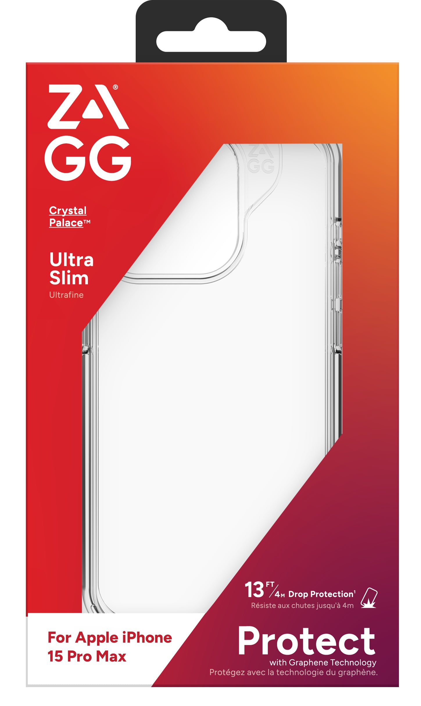 ZAGG Crystal Palace Backcover – für Apple iPhone 15 Pro Max, Graphen, Transparent, bis 4 m Sturzschutz