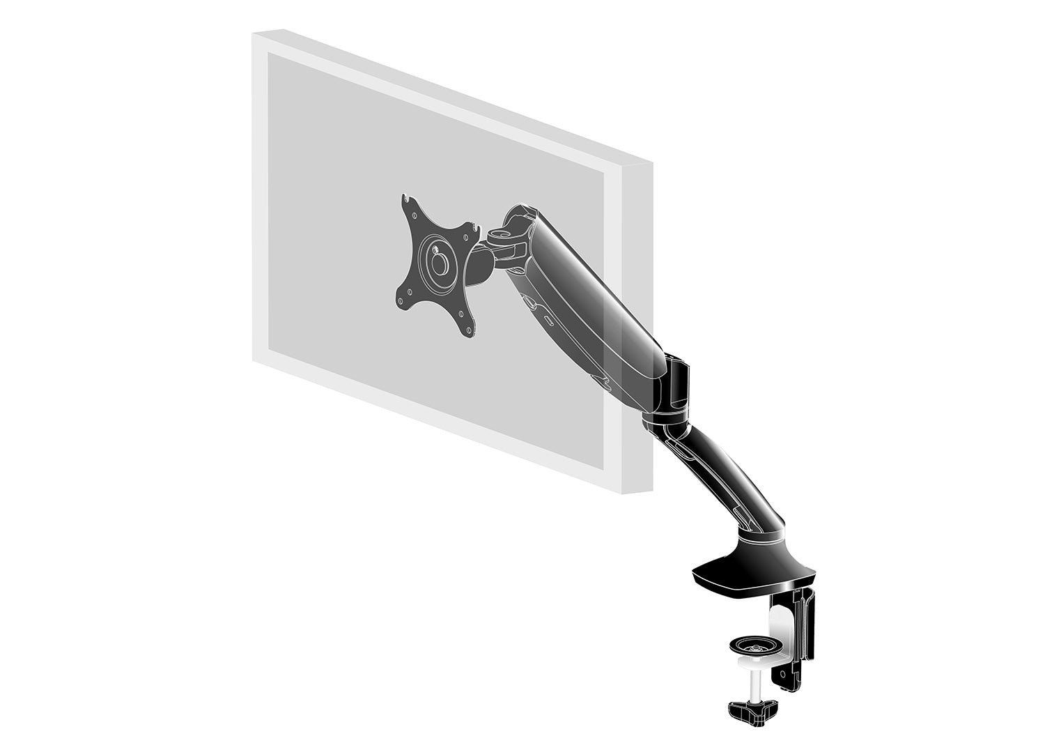 iiyama Monitorarm, Tischklemme, bis 27", VESA 100 × 100 mm, 5 kg, Gasfeder