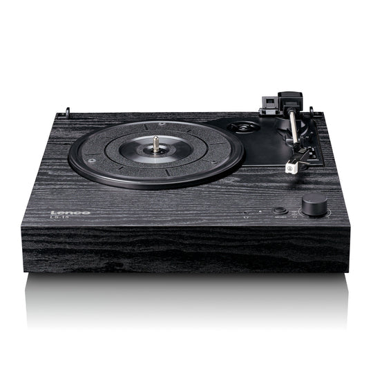 Lenco LS-15BK – Plattenspieler (Riemenantrieb), Bluetooth, Phono-Vorverstärker, 33⅓/45 U/min – Schwarz