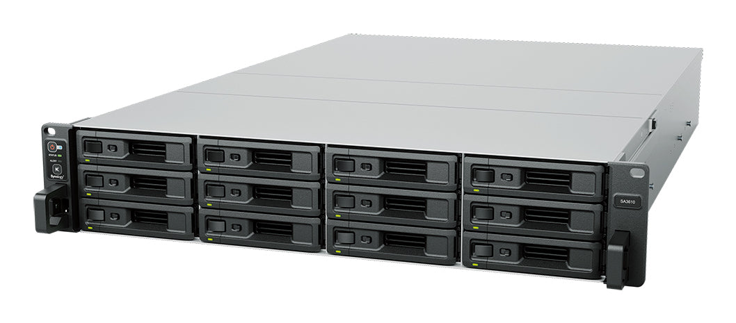 Synology SA3610 – 12-Bay Rack 2U NAS – Intel Xeon D-1567, 16 GB RAM, 10GbE, DSM