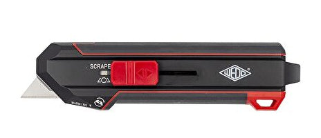 Wedo Cutter & Schaber 2-in-1 Premium – Abbrechmesser 19 mm, Metallgehäuse, gummierte Griffzone, 1 Stk.