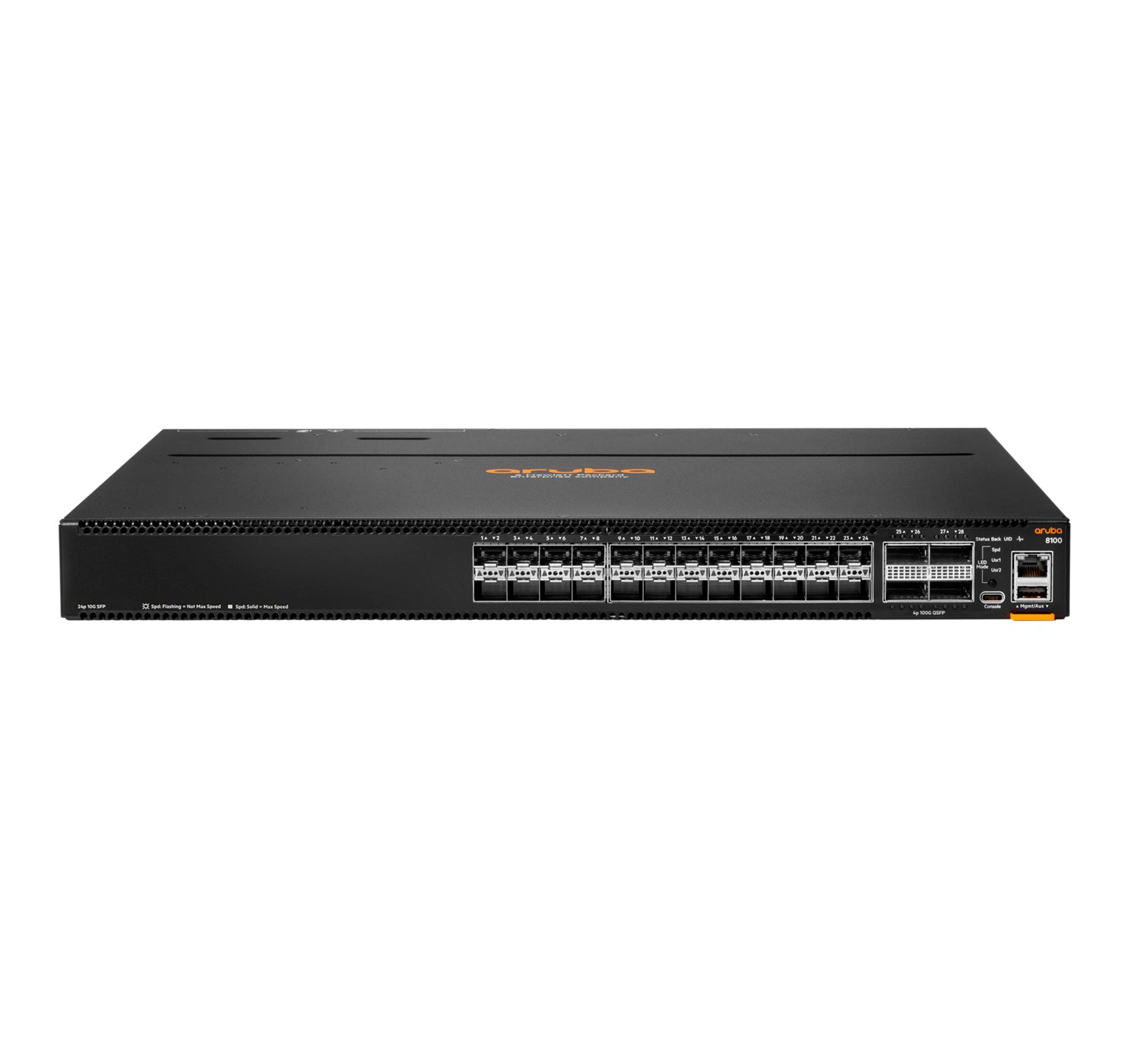 HPE Aruba Networking CX 8100-24XF4C – Managed Switch – 24×10G SFP+, 4×40/100G QSFP28, L3, 1U