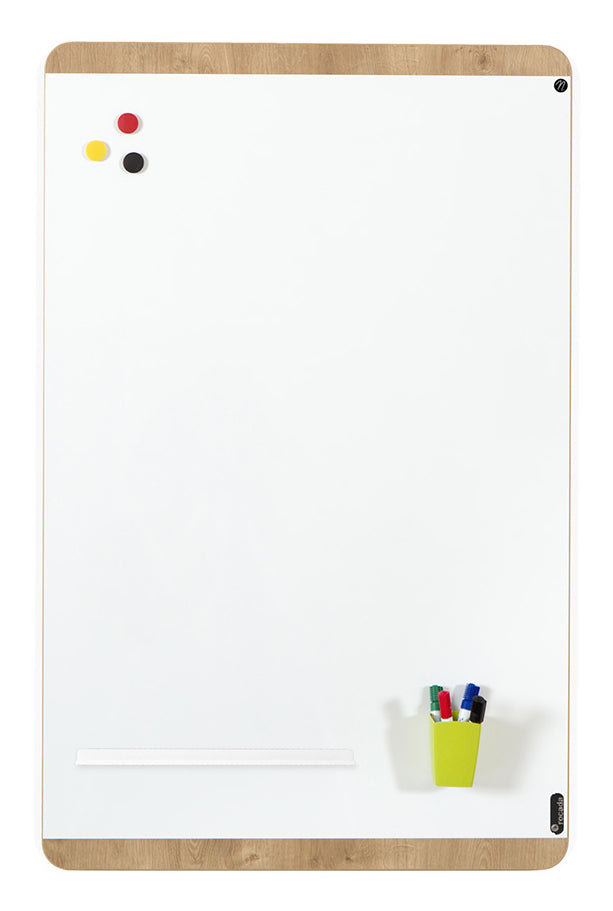 Rocada Whiteboard – 150 × 100 cm, lackierter Stahl, magnetisch, Holzrahmen, Eiche