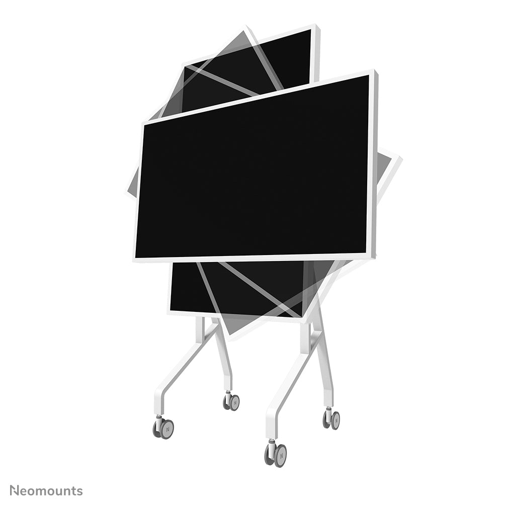 Neomounts MOVE Go Flip – Trolley, drehbar, für 55–65", VESA 400×400, bis 50 kg, höhenverstellbar, weiss
