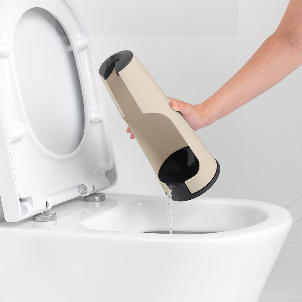 Brabantia ReNew – WC-Bürstenset – Kunststoff, Beige, rutschsicher, korrosionsbeständig, H 42 cm, Ø 12 cm