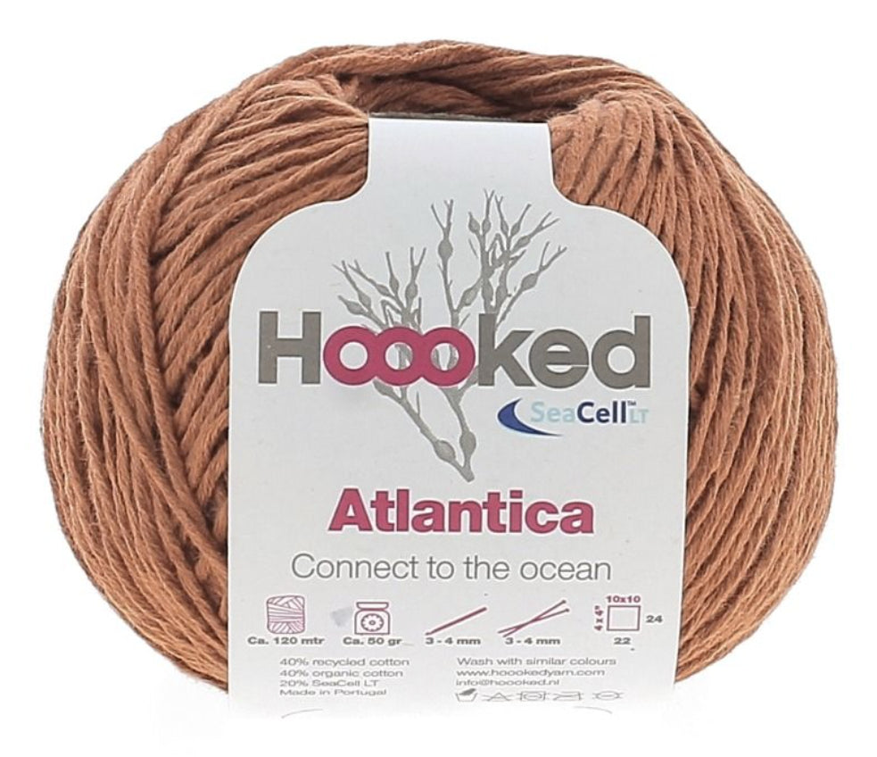 Hoooked Atlantica Wolle Orange – 50 g, 120 m, Recycelte Baumwolle, Nadel 4 mm, 1 Stk.