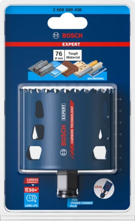 Bosch EXPERT Tough Material Lochsäge 76 mm – für Mauerwerk & Beton, Kunststoff, Metall u. a. – 1 Stk