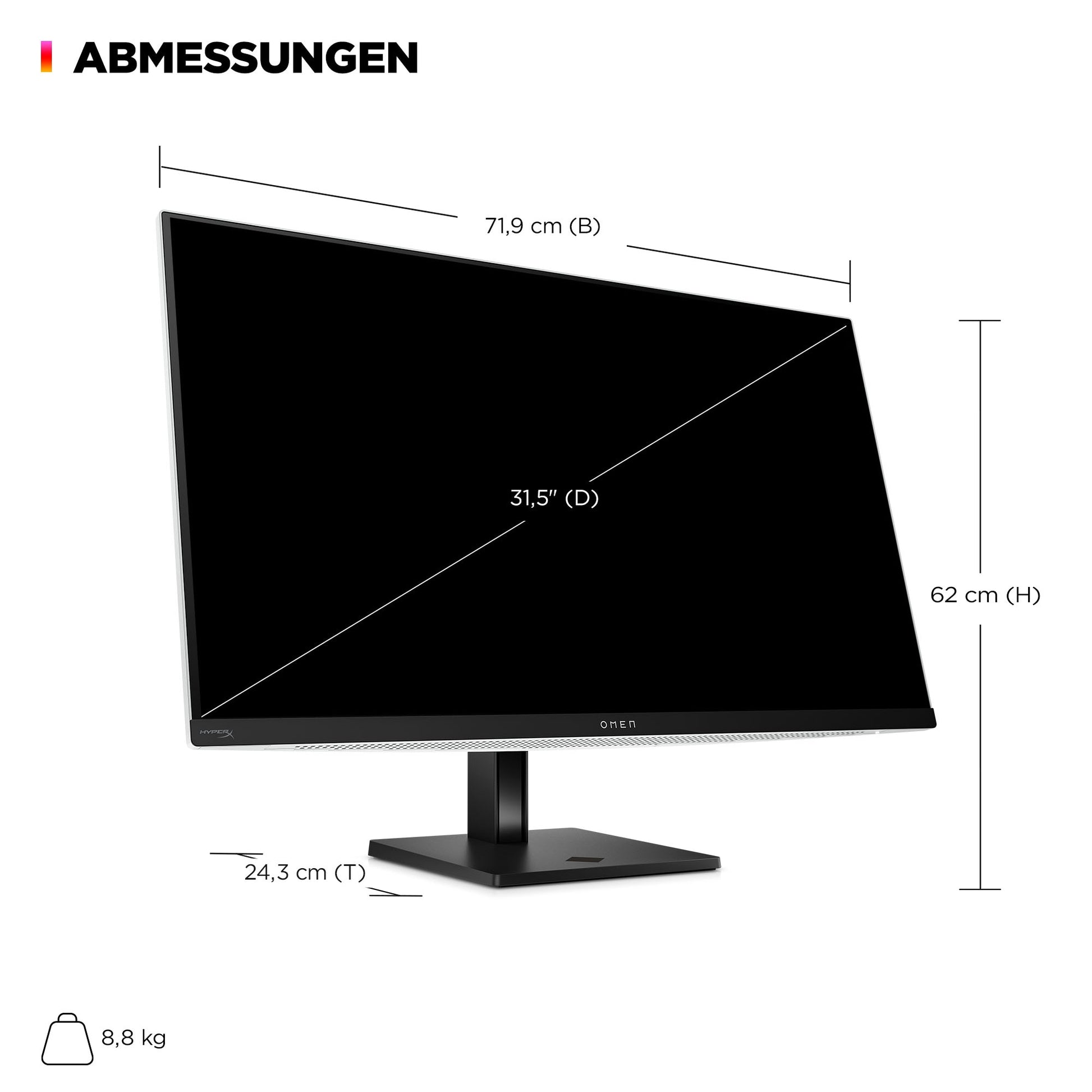 HP OMEN Transcend 32 – 31,5", 3840 × 2160 (4K), OLED, 240 Hz, USB-C 140 W, KVM, DisplayHDR 400
