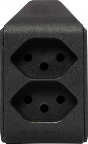 Brennenstuhl 2-fach drehbarer Abzweigstecker 300° – T12 zu T13, 230 V, 10 A – Schwarz