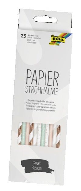 Folia Papierstrohhalme – zum Basteln, L 20 cm, Ø 6 mm, mehrfarbig, 25 Stück