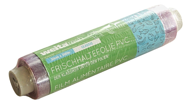 Weita Frischhaltefolie 30 cm × 300 m, Polyvinylchlorid (PVC), transparent, mikrowellenfest