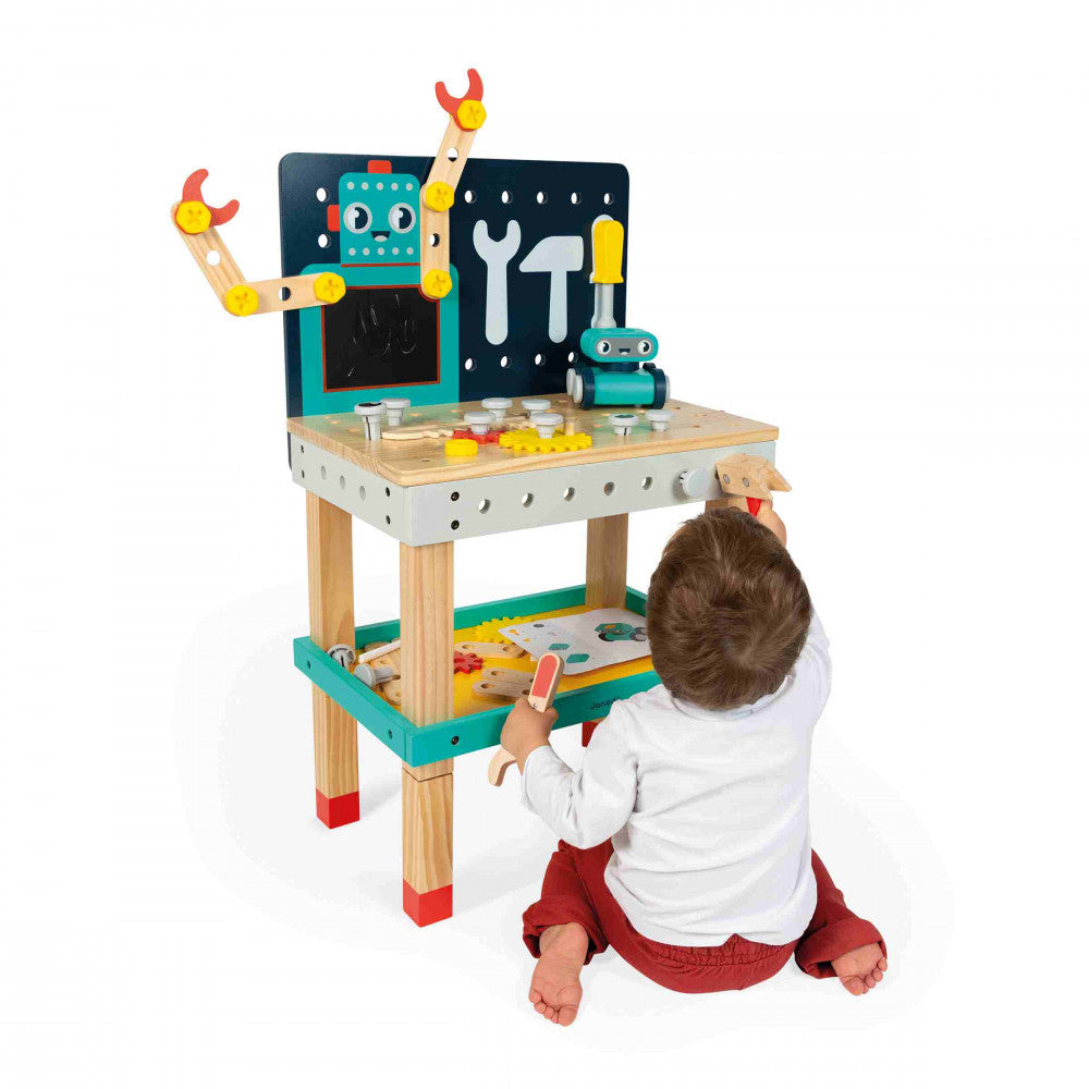 JANOD Brico'Kids Werkbank Roboter – 50-teilig – ab 3 Jahren – 48,0 × 79,0 × 31,5 cm – mehrfarbig – FSC