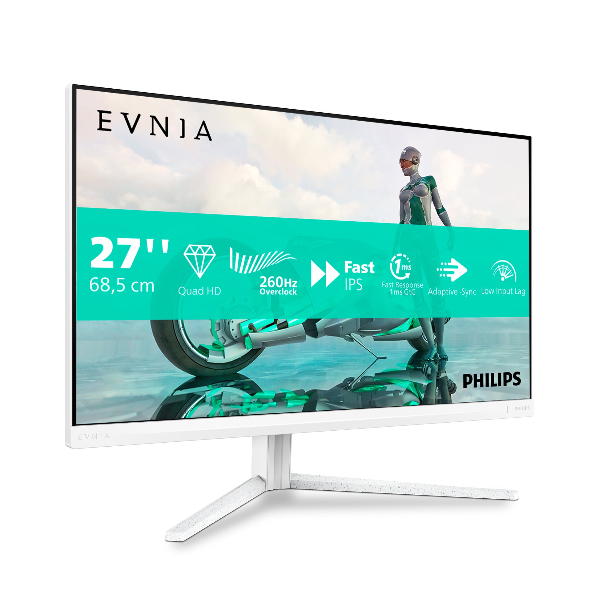 Philips 27M2N3501PA/00 – Monitor, 27", 2560 × 1440 (WQHD), IPS, 260 Hz, G-Sync, Lautsprecher, Weiss